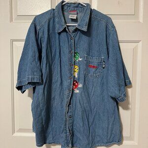 Vintage M&Ms denim button up shirt